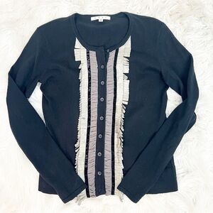 CABI TUXEDO BROADWAY BLACK BUTTON FRONT CARDIGAN SWEATER STYLE 172